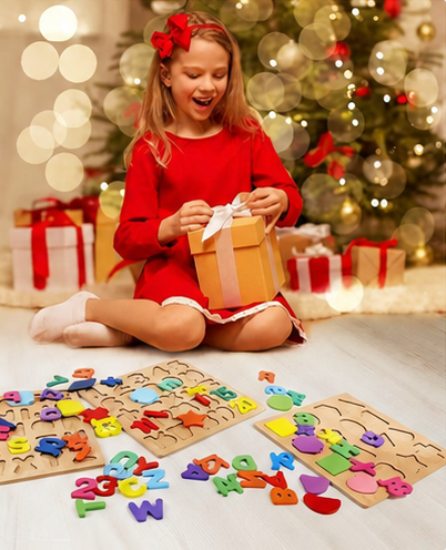 3-in-1 Wooden Educational Puzzle Board