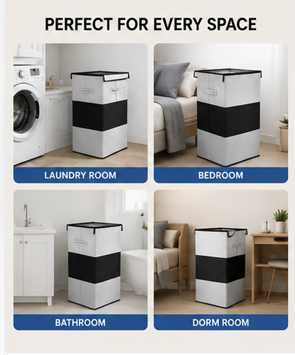 Collapsible Laundry Storage Basket with Lid
