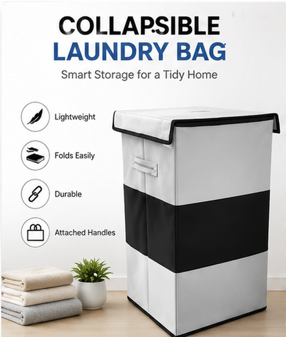 Collapsible Laundry Storage Basket with Lid