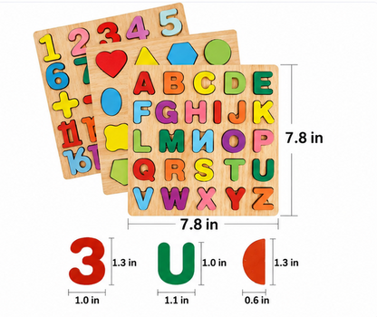 3-in-1 Wooden Educational Puzzle Board