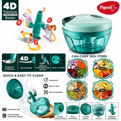 Big Size 5 Steel Blade Chopper / Handy Vegetable and Fruit Chopper / Kitchen / Onion Dry Fruit Grinder / Vegetable / Salad Maker( XXL Chopper 450ml