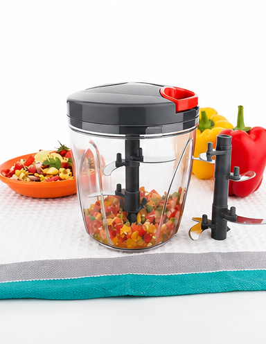 Multipurpose Plastic Vegetable Master Chopper with 5 Stainless Steel Blades  (Black 1000Ml)
