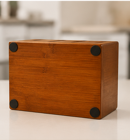 Wooden Utensil Organizer | 3-Compartment Cutlery Holder | Wooden Tabletop Organizer