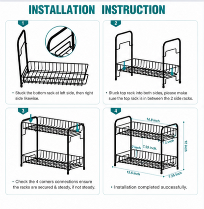 Steel Spice Organizer Rack | 2-Tier Kitchen Storage Rack | Double Layer Storage Rack