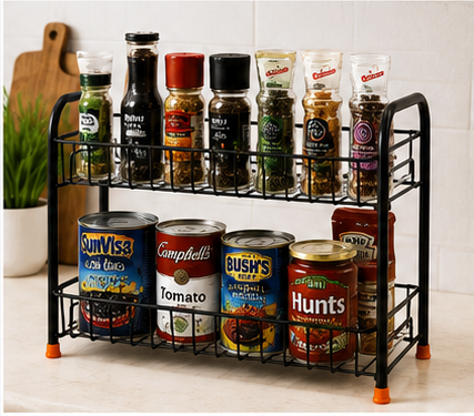 Steel Spice Organizer Rack | 2-Tier Kitchen Storage Rack | Double Layer Storage Rack